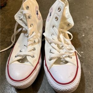 Converse White and Red High-Top Sneakers
